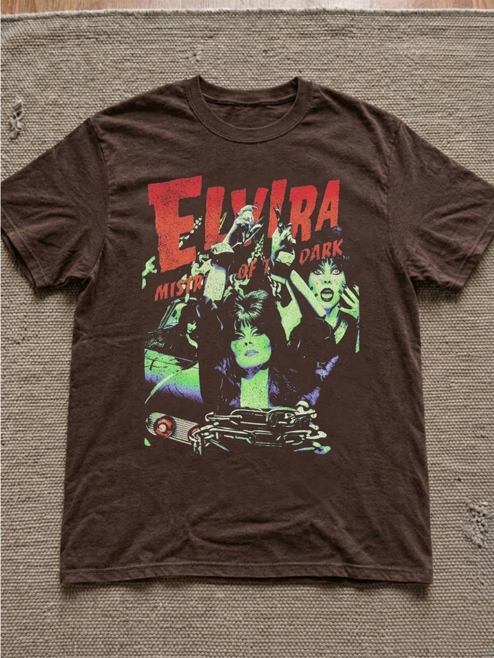Elvira Mistress of the Dark Shirt, Horror Graphic Tee - Unisex Dark Chocolate